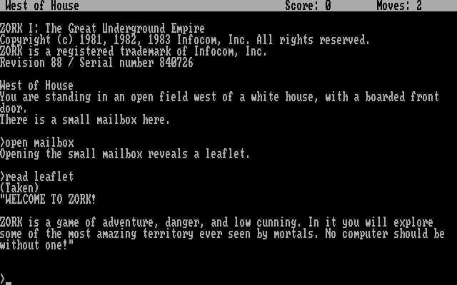 Zork: The Great Underground Empire Screenshot