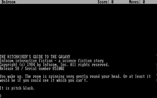 Hitchhiker’s Guide to the Galaxy, The Screenshot