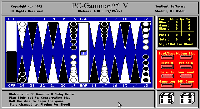 PC-Gammon Screenshot