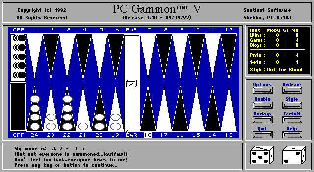 PC-Gammon Screenshot